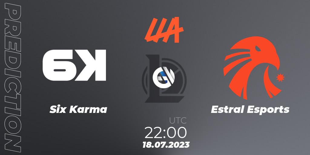 Six Karma vs Estral Esports: Betting TIp, Match Prediction. 18.07.2023 at 22:00. LoL, LLA Closing 2023 - Group Stage