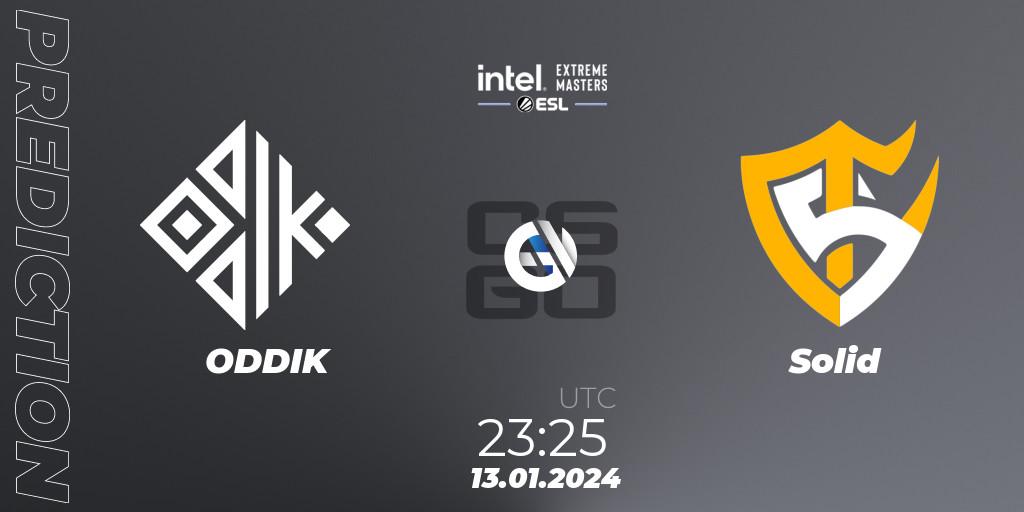 ODDIK vs Solid: Betting TIp, Match Prediction. 13.01.2024 at 23:30. Counter-Strike (CS2), Intel Extreme Masters China 2024: South American Open Qualifier #1