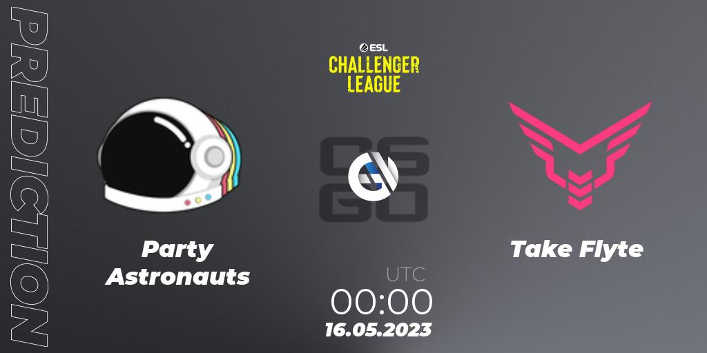 Party Astronauts vs Take Flyte: Betting TIp, Match Prediction. 16.05.2023 at 01:00. Counter-Strike (CS2), ESL Challenger League Season 45: North America