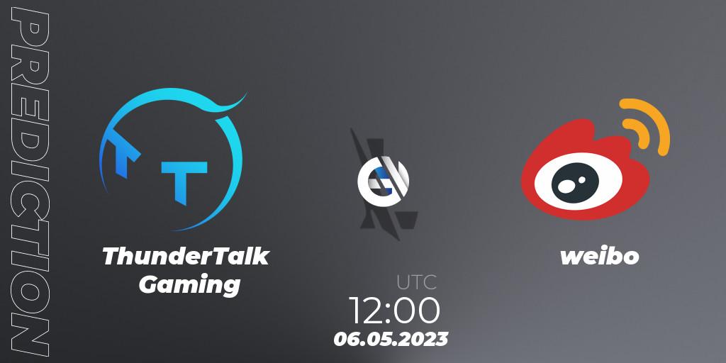 ThunderTalk Gaming vs weibo: Betting TIp, Match Prediction. 06.05.2023 at 12:00. Wild Rift, WRL Asia 2023 - Season 1 - Regular Season