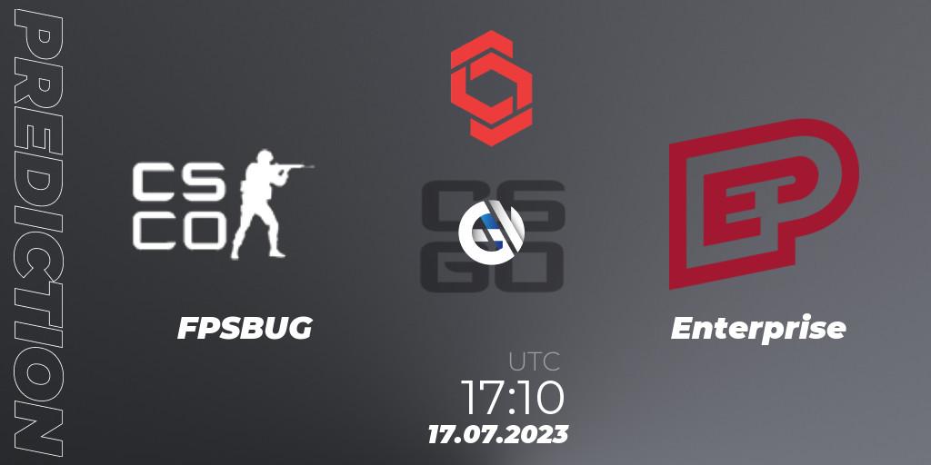 FPSBUG vs Enterprise: Betting TIp, Match Prediction. 17.07.2023 at 17:10. Counter-Strike (CS2), CCT Central Europe Series #7: Closed Qualifier