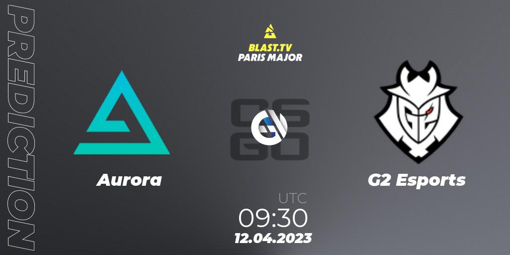 Aurora vs G2 Esports: Betting TIp, Match Prediction. 12.04.2023 at 09:30. Counter-Strike (CS2), BLAST.tv Paris Major 2023 Europe RMR B
