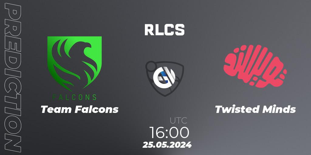 Team Falcons vs Twisted Minds: Betting TIp, Match Prediction. 25.05.2024 at 16:00. Rocket League, RLCS 2024 - Major 2: MENA Open Qualifier 6