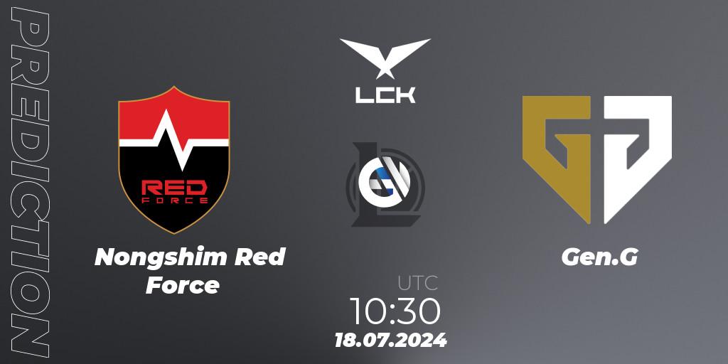 Nongshim Red Force vs Gen.G: Betting TIp, Match Prediction. 18.07.2024 at 10:30. LoL, LCK Summer 2024 Group Stage