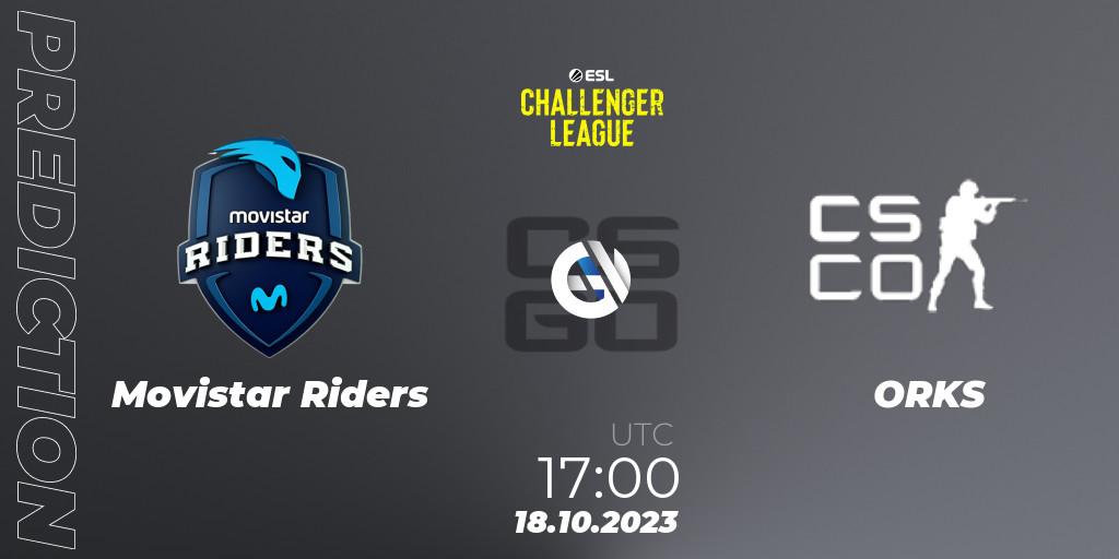 Movistar Riders vs ORKS: Betting TIp, Match Prediction. 18.10.2023 at 17:00. Counter-Strike (CS2), ESL Challenger League Season 46: Europe