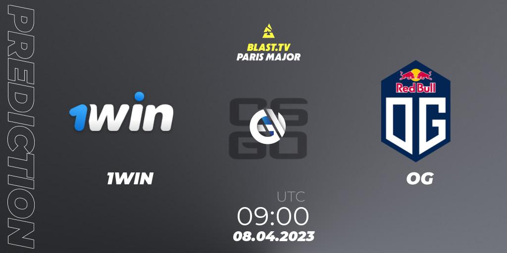 1WIN vs OG: Betting TIp, Match Prediction. 08.04.2023 at 09:00. Counter-Strike (CS2), BLAST.tv Paris Major 2023 Europe RMR A
