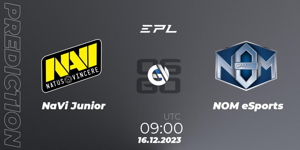 NaVi Junior vs NOM eSports: Betting TIp, Match Prediction. 16.12.2023 at 09:00. Counter-Strike (CS2), European Pro League Season 13: Division 2