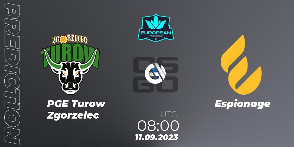 PGE Turow Zgorzelec vs Espionage: Betting TIp, Match Prediction. 11.09.2023 at 08:00. Counter-Strike (CS2), European Pro League Season 10