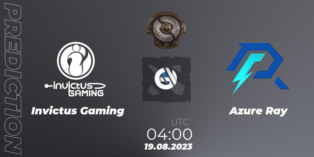 Invictus Gaming vs Azure Ray: Betting TIp, Match Prediction. 19.08.2023 at 04:18. Dota 2, The International 2023 - China Qualifier