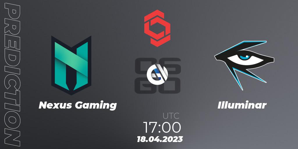 Nexus Gaming vs Illuminar: Betting TIp, Match Prediction. 18.04.2023 at 18:30. Counter-Strike (CS2), CCT Central Europe Series #6
