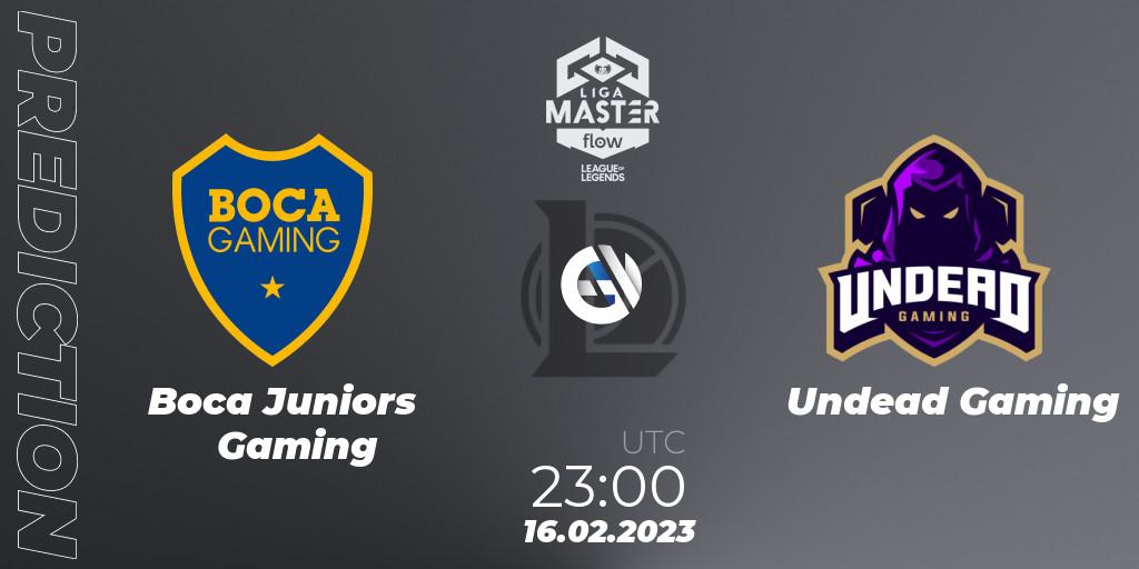 Boca Juniors Gaming vs Undead Gaming: Betting TIp, Match Prediction. 16.02.2023 at 23:00. LoL, Liga Master Opening 2023 - Group Stage
