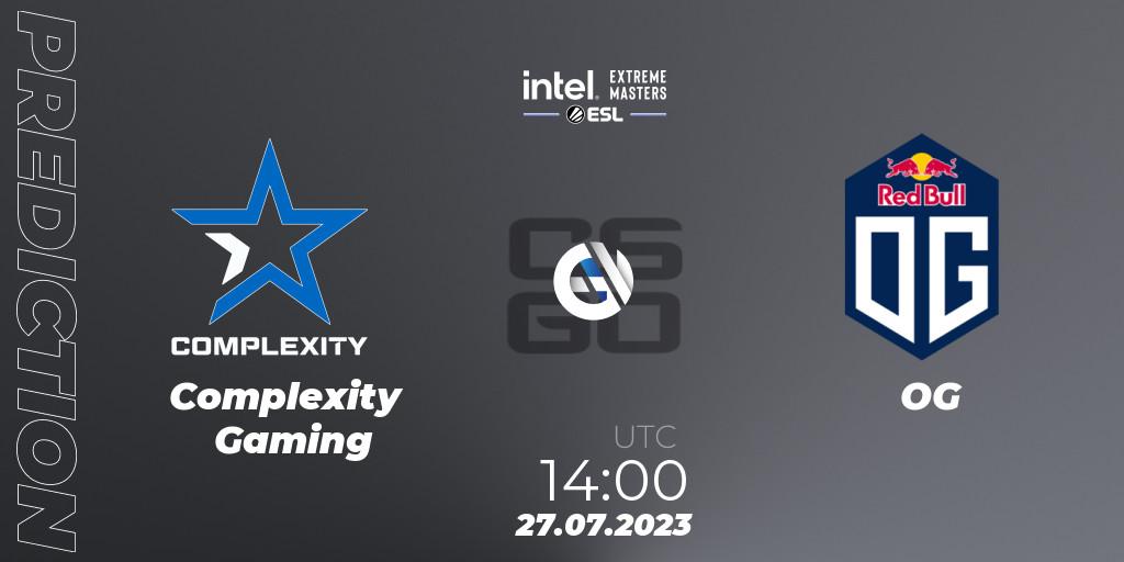 Complexity Gaming vs OG: Betting TIp, Match Prediction. 27.07.2023 at 18:45. Counter-Strike (CS2), IEM Cologne 2023 - Play-In