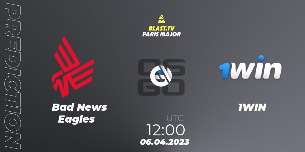 Bad News Eagles vs 1WIN: Betting TIp, Match Prediction. 06.04.2023 at 12:10. Counter-Strike (CS2), BLAST.tv Paris Major 2023 Europe RMR A
