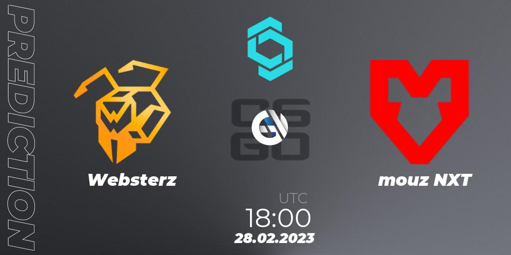 Websterz vs mouz NXT: Betting TIp, Match Prediction. 28.02.2023 at 18:00. Counter-Strike (CS2), CCT North Europe Series 4 Closed Qualifier