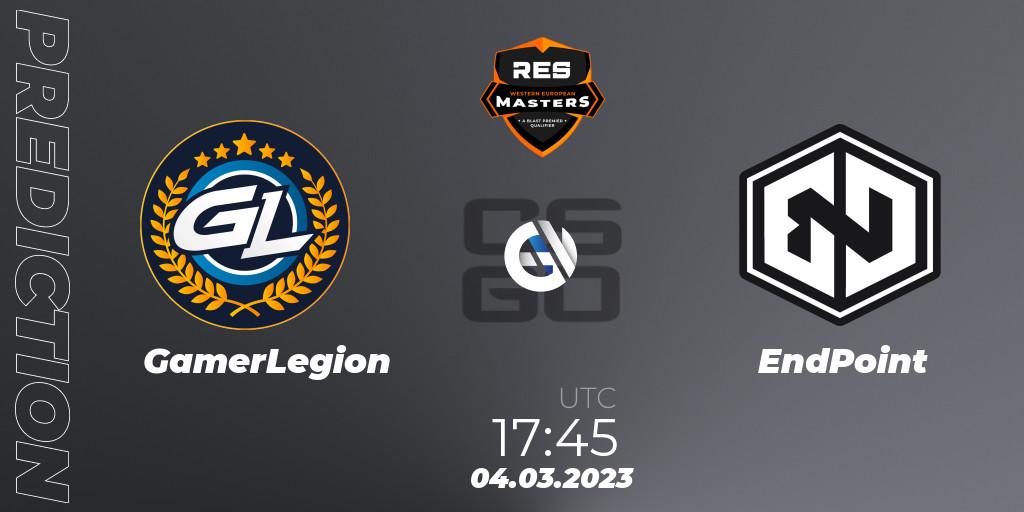 GamerLegion vs EndPoint: Betting TIp, Match Prediction. 04.03.2023 at 17:45. Counter-Strike (CS2), RES Western European Masters: Spring 2023