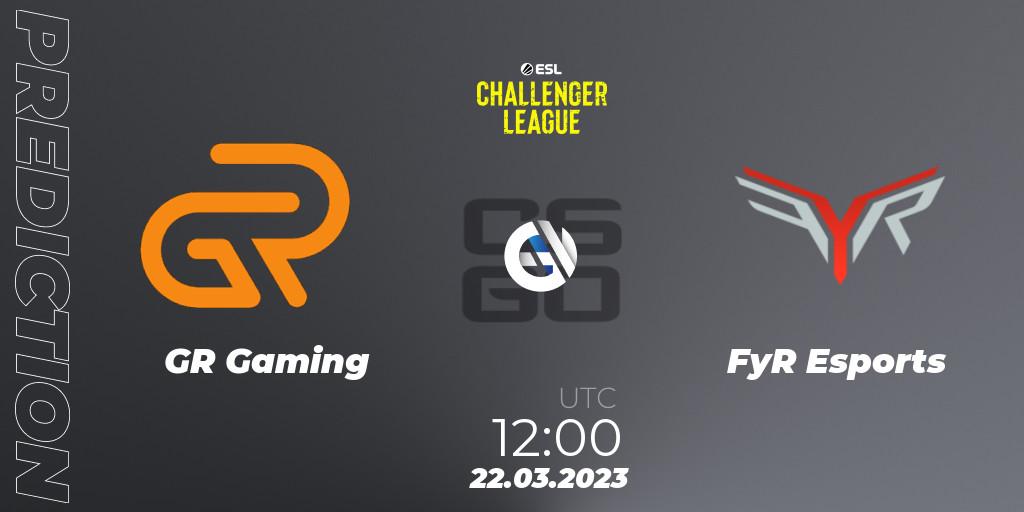 GR Gaming vs FyR Esports: Betting TIp, Match Prediction. 22.03.23. CS2 (CS:GO), ESL Challenger League Season 44: Asia-Pacific