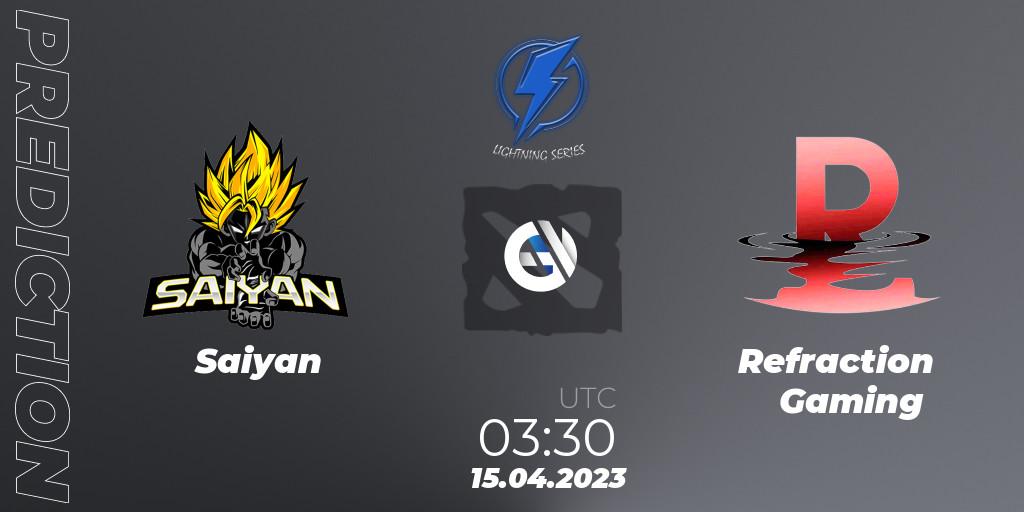 Saiyan vs Refraction Gaming: Betting TIp, Match Prediction. 15.04.2023 at 03:45. Dota 2, Lightning Series