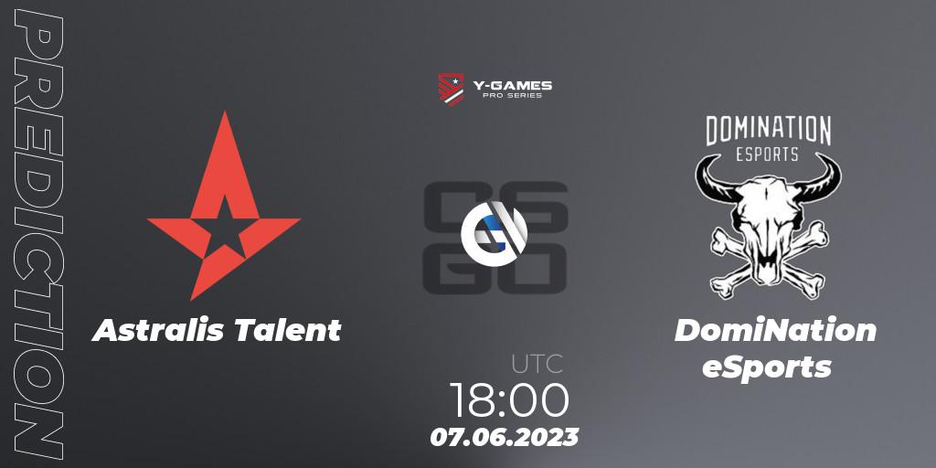 Astralis Talent vs DomiNation eSports: Betting TIp, Match Prediction. 07.06.23. CS2 (CS:GO), Y-Games PRO Series 2023
