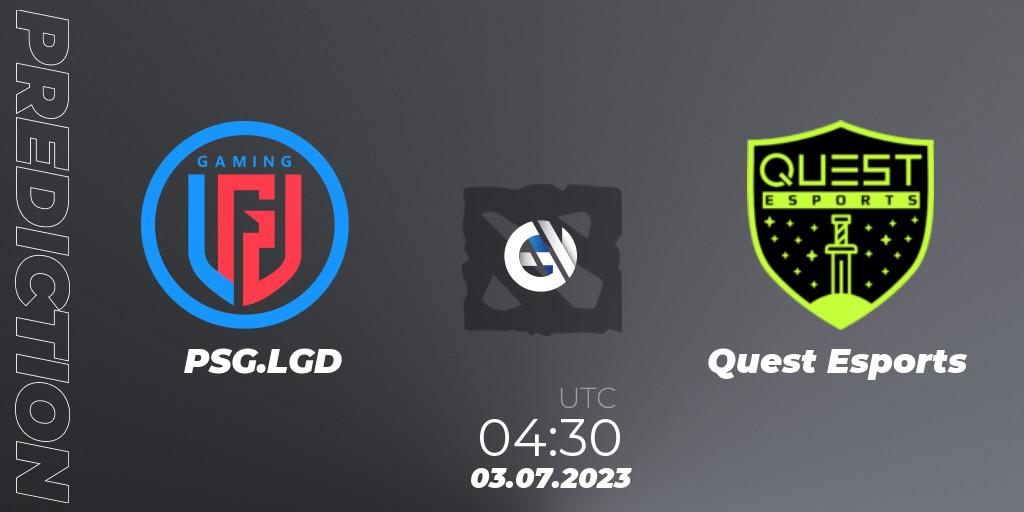 PSG.LGD vs PSG Quest: Betting TIp, Match Prediction. 03.07.2023 at 04:34. Dota 2, Bali Major 2023 - Group Stage
