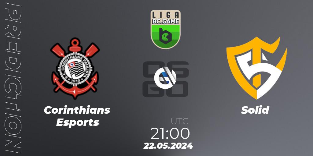 Corinthians Esports vs Solid: Betting TIp, Match Prediction. 22.05.2024 at 21:00. Counter-Strike (CS2), Dust2 Brasil Liga Season 3