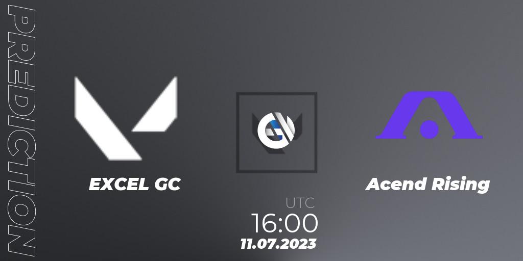 EXCEL GC vs Acend Rising: Betting TIp, Match Prediction. 11.07.2023 at 16:10. VALORANT, VCT 2023: Game Changers EMEA Series 2 - Group Stage
