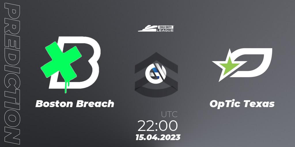 Boston Breach vs OpTic Texas: Betting TIp, Match Prediction. 15.04.2023 at 22:00. Call of Duty, Call of Duty League 2023: Stage 4 Major Qualifiers