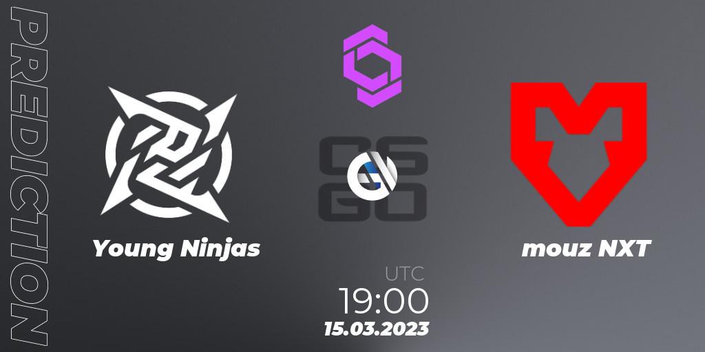 Young Ninjas vs mouz NXT: Betting TIp, Match Prediction. 15.03.2023 at 19:10. Counter-Strike (CS2), CCT West Europe Series #2