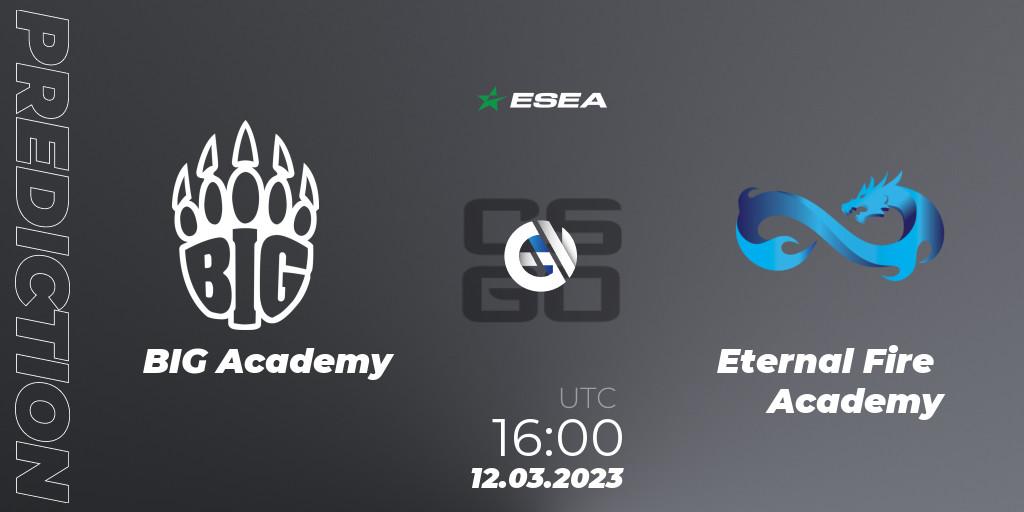 BIG Academy vs Eternal Fire Academy: Betting TIp, Match Prediction. 12.03.2023 at 16:00. Counter-Strike (CS2), ESEA Season 44: Advanced Division - Europe