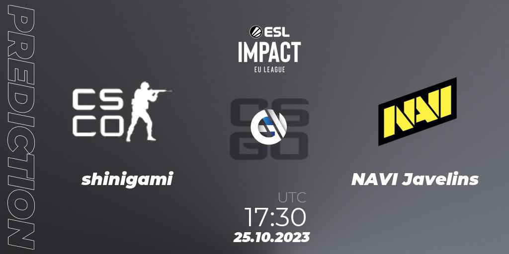 shinigami vs NAVI Javelins: Betting TIp, Match Prediction. 25.10.23. CS2 (CS:GO), ESL Impact League Season 4: European Division