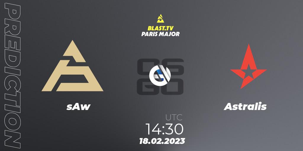 sAw vs Astralis: Betting TIp, Match Prediction. 18.02.23. CS2 (CS:GO), BLAST.tv Paris Major 2023 Europe RMR Closed Qualifier A