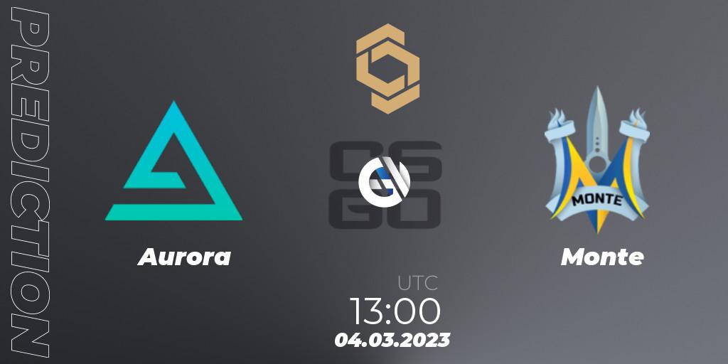 Aurora vs Monte: Betting TIp, Match Prediction. 04.03.2023 at 13:45. Counter-Strike (CS2), CCT South Europe Series #3
