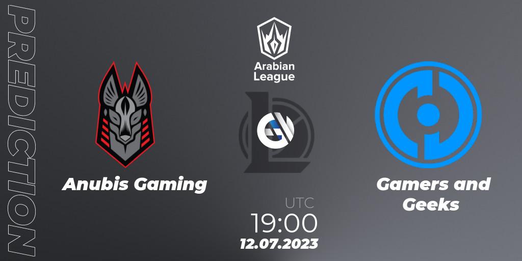 Anubis Gaming vs Gamers and Geeks: Betting TIp, Match Prediction. 12.07.2023 at 19:00. LoL, Arabian League Summer 2023 - Group Stage