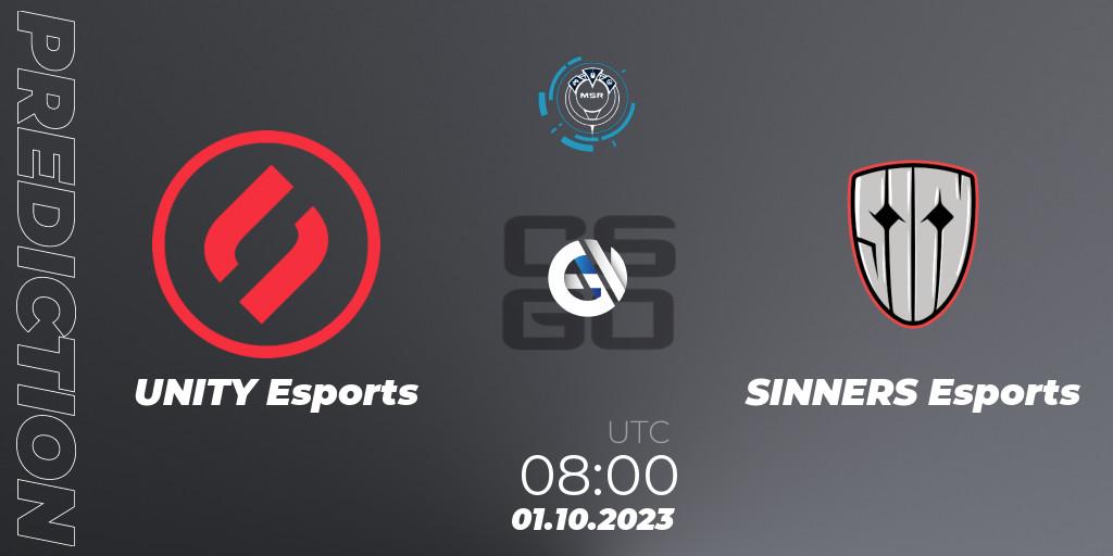 UNITY Esports vs SINNERS Esports: Betting TIp, Match Prediction. 01.10.2023 at 09:00. Counter-Strike (CS2), Slovak National Championship 2023