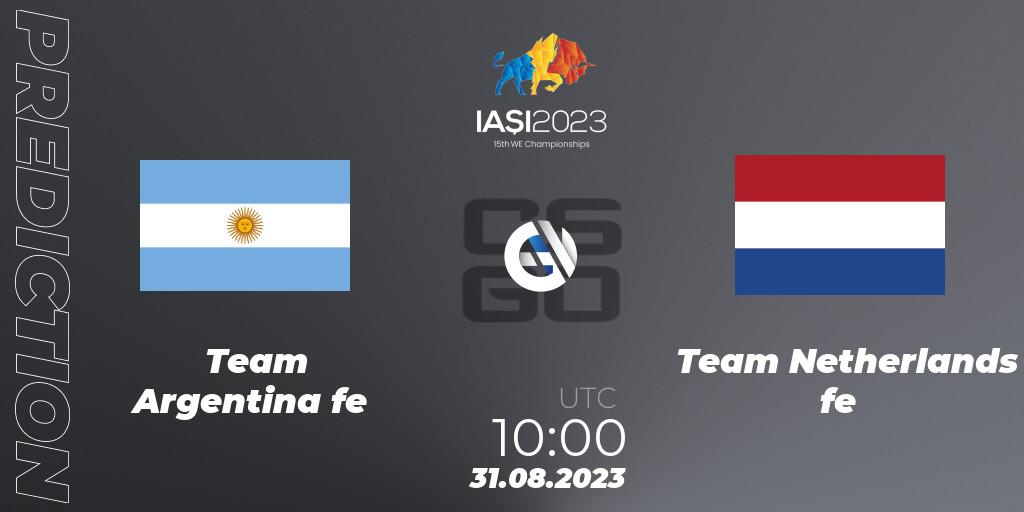 Team Argentina fe vs Team Netherlands fe: Betting TIp, Match Prediction. 31.08.23. CS2 (CS:GO), IESF Female World Esports Championship 2023
