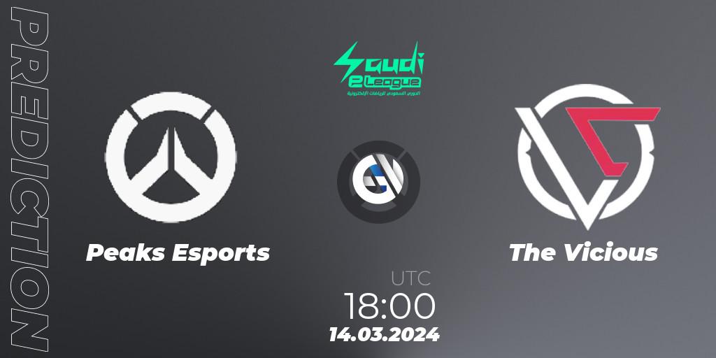 Peaks Esports vs The Vicious: Betting TIp, Match Prediction. 14.03.2024 at 18:30. Overwatch, Saudi eLeague 2024 - Major 1 / Phase 2