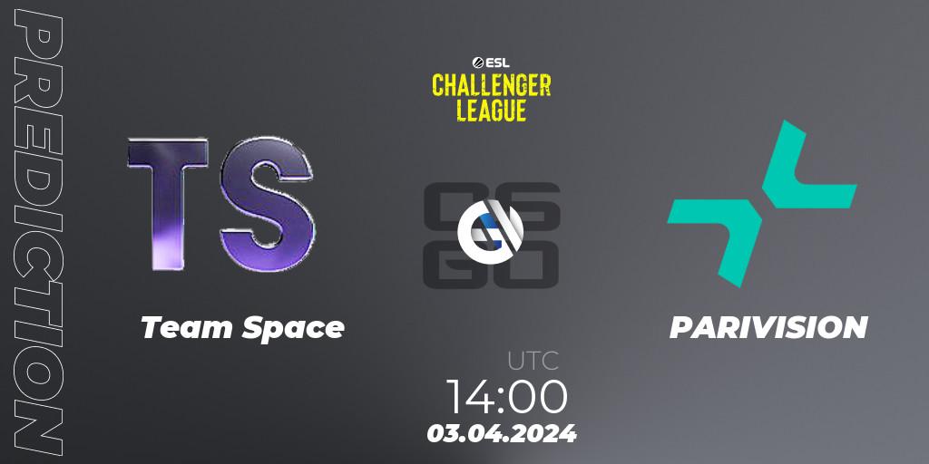 Team Space vs PARIVISION: Betting TIp, Match Prediction. 03.04.2024 at 14:00. Counter-Strike (CS2), ESL Challenger League Season 47: Europe