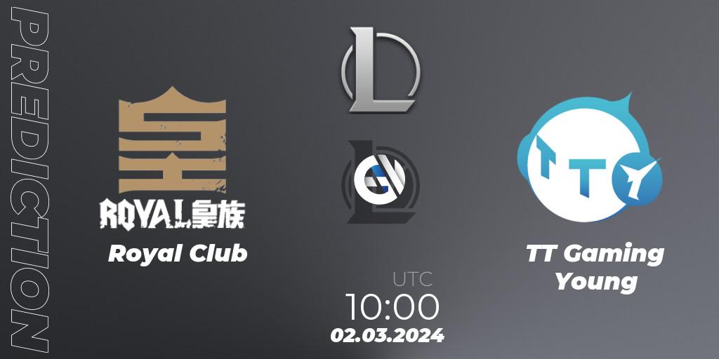 Royal Club vs TT Gaming Young: Betting TIp, Match Prediction. 02.03.2024 at 10:00. LoL, LDL 2024 - Stage 1