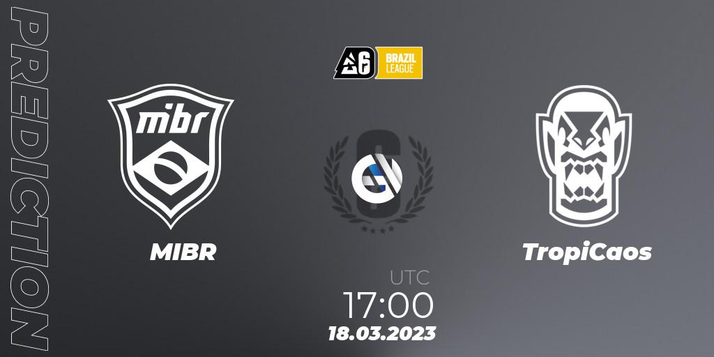 MIBR vs TropiCaos: Betting TIp, Match Prediction. 18.03.2023 at 17:00. Rainbow Six, Brazil League 2023 - Stage 1