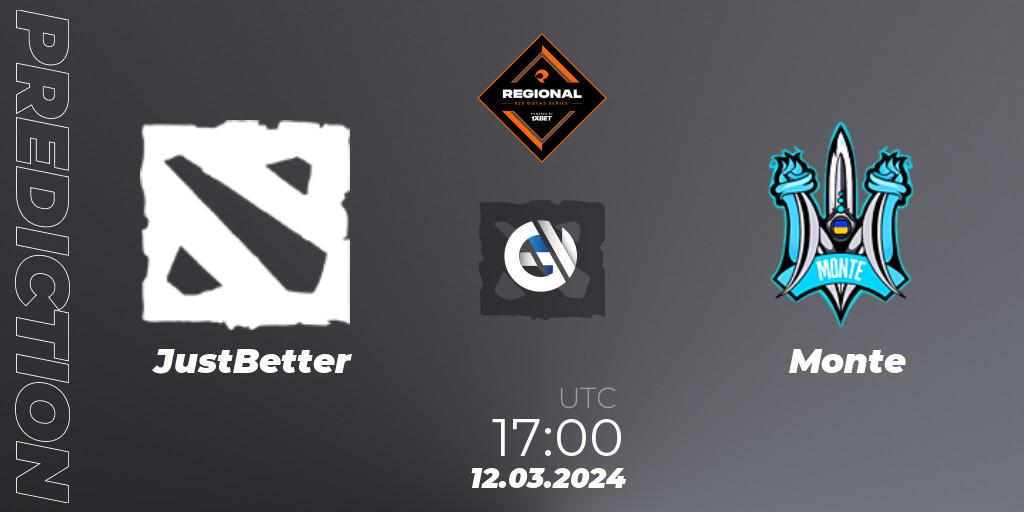 JustBetter vs Monte: Betting TIp, Match Prediction. 14.03.2024 at 13:00. Dota 2, RES Regional Series: EU #1