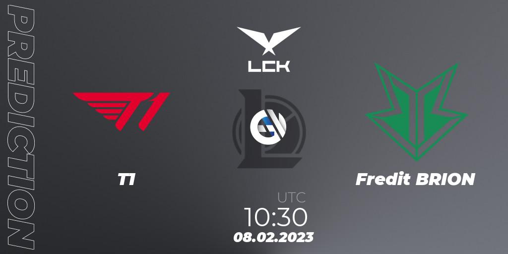 T1 vs Fredit BRION: Betting TIp, Match Prediction. 08.02.2023 at 11:20. LoL, LCK Spring 2023 - Group Stage