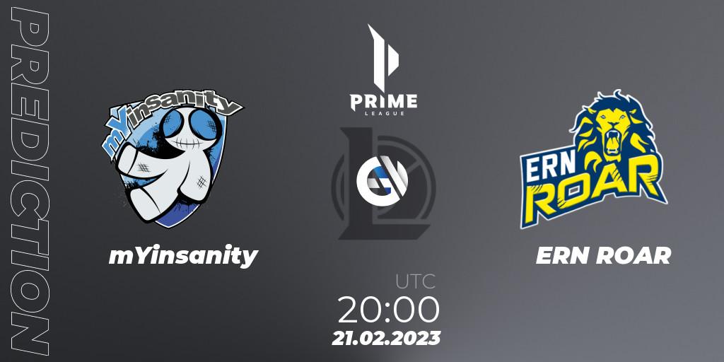 mYinsanity vs ERN ROAR: Betting TIp, Match Prediction. 21.02.23. LoL, Prime League 2nd Division Spring 2023 - Group Stage