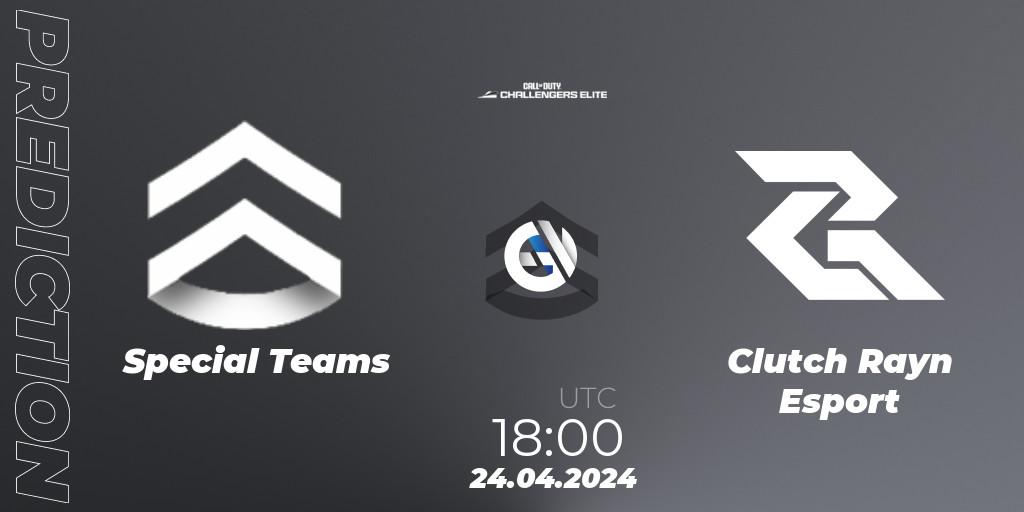 Special Teams vs Clutch Rayn Esport: Betting TIp, Match Prediction. 24.04.2024 at 18:00. Call of Duty, Call of Duty Challengers 2024 - Elite 2: EU
