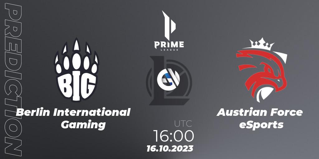 Berlin International Gaming vs Austrian Force eSports: Betting TIp, Match Prediction. 16.10.23. LoL, Prime League Pokal 2023