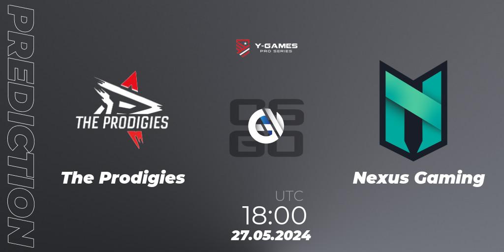 The Prodigies vs Nexus Gaming: Betting TIp, Match Prediction. 27.05.2024 at 18:00. Counter-Strike (CS2), Y-Games PRO Series 2024