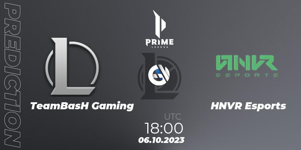 TeamBasH Gaming vs HNVR Esports: Betting TIp, Match Prediction. 06.10.2023 at 18:00. LoL, Prime League Pokal 2023