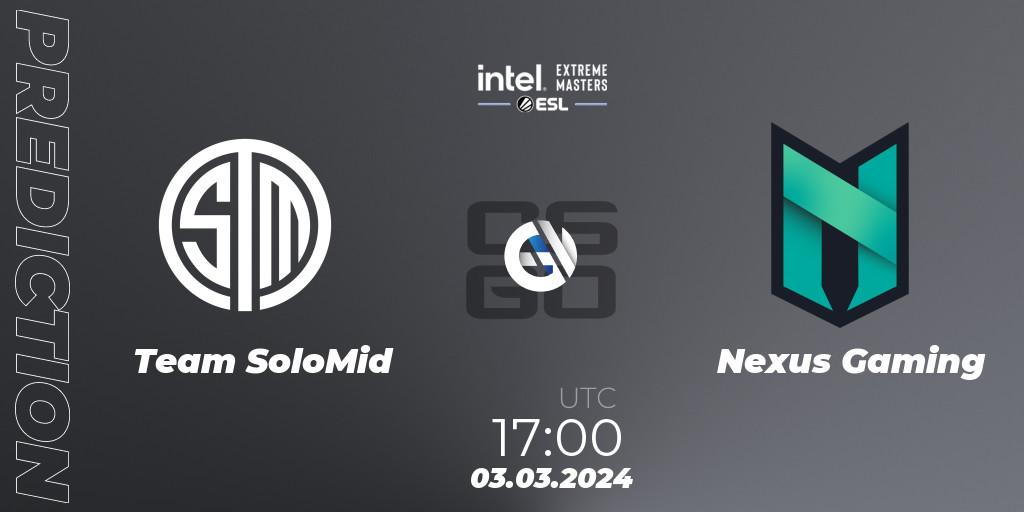 Team SoloMid vs Nexus Gaming: Betting TIp, Match Prediction. 03.03.24. CS2 (CS:GO), Intel Extreme Masters Dallas 2024: European Open Qualifier #1