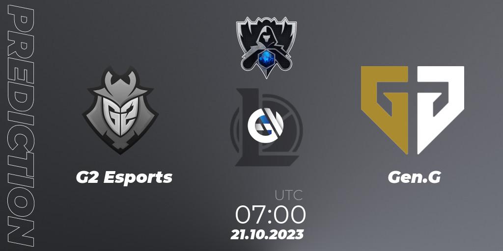G2 Esports vs Gen.G: Betting TIp, Match Prediction. 21.10.23. LoL, Worlds 2023 LoL - Group Stage