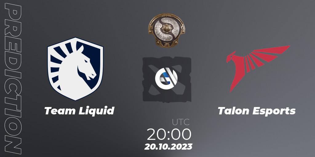 Team Liquid vs Talon Esports: Betting TIp, Match Prediction. 20.10.23. Dota 2, The International 2023