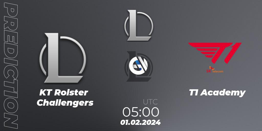 KT Rolster Challengers vs T1 Academy: Betting TIp, Match Prediction. 01.02.2024 at 05:00. LoL, LCK Challengers League 2024 Spring - Group Stage