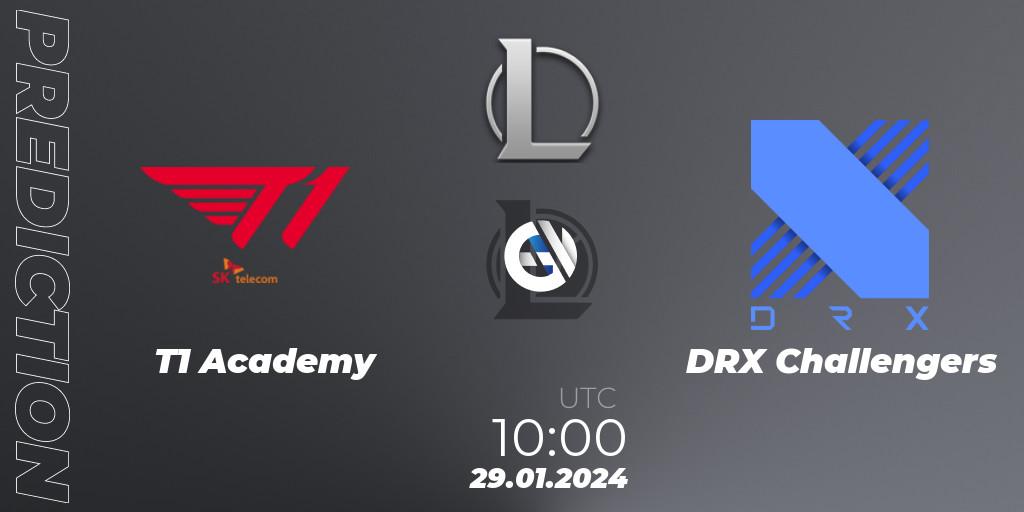 T1 Academy vs DRX Challengers: Betting TIp, Match Prediction. 29.01.2024 at 10:00. LoL, LCK Challengers League 2024 Spring - Group Stage